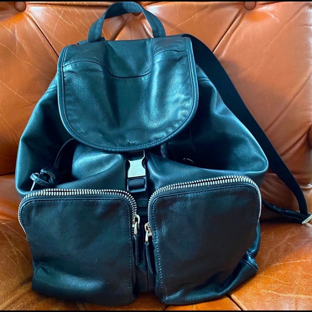 PRADA LEATHER DUFFLE BACKPACK